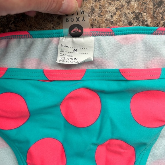 Roxy Bikini Bottoms, Pink/Blue with Ruffle, Size M NWOT - Picture 4 of 5